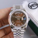 KS Factory Copy Rolex Day Date 41 Jubilee Bracelet Brown Roman Dial 2836 Automatic Watch